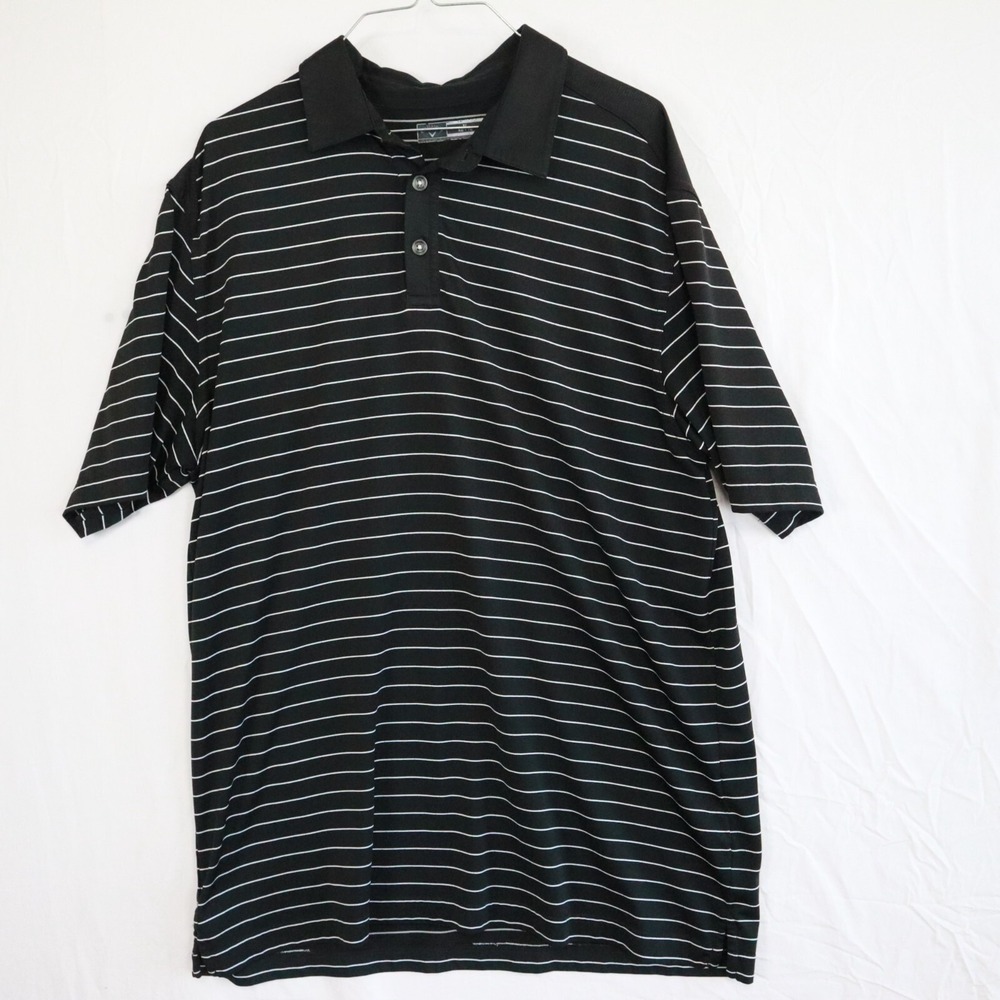 Callaway Polo Shirt Mens XL Performance Golf Black Striped Short Sleeve